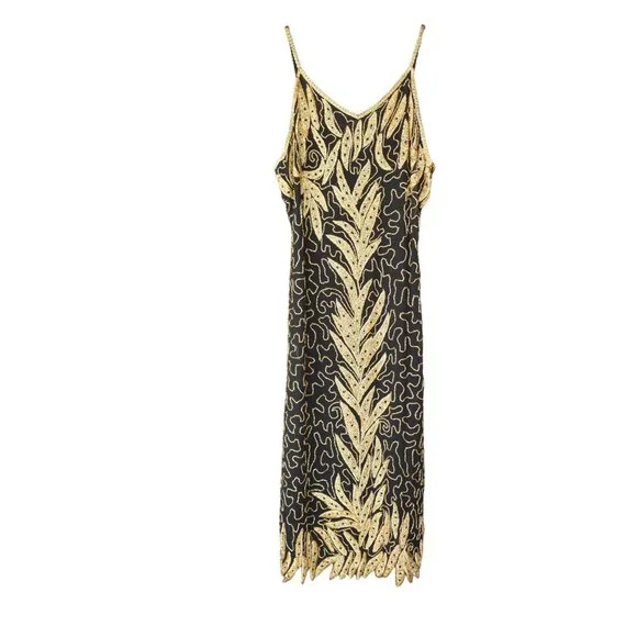 Unbranded | Dresses | Womens Black Gold Beaded Silk Dress With Matching Jacket Large | Poshmark Unbranded | Dresses | Womens Black Gold Beaded Silk Dress With Matching Jacket Large | Poshmark